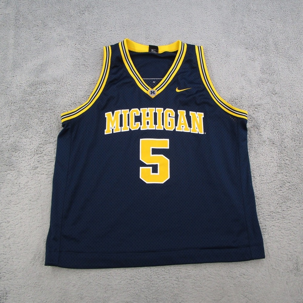 Nike Elite Michigan Wolverines Basketball Jersey Mens XL Navy Blue Stitched #5